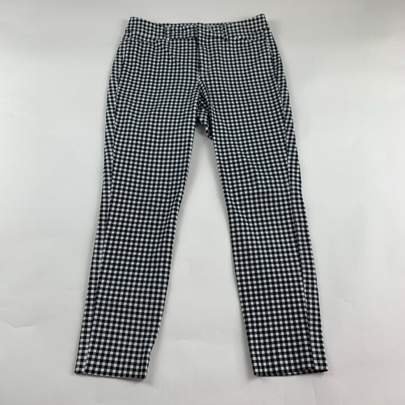 Old Navy Black White Gingham Checkered Stretch Canvas High Rise Pixie Pant 8 - Picture 1 of 8